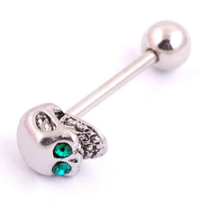 Skull Zircon Stainless Steel Barbell Tongue Ring