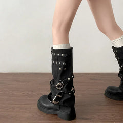 Designer Rivet Punk Gothic High Heel Platform Boot