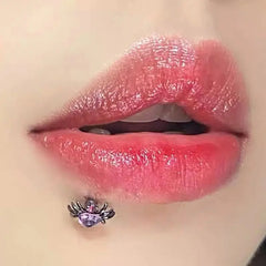 Black CZ Spider Gothic Lip Stud