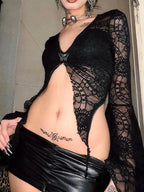 Gothic V-Neck Mesh Top