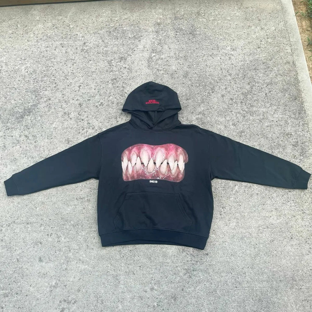 Gothic Teeth Graphic Pullover Hoodie