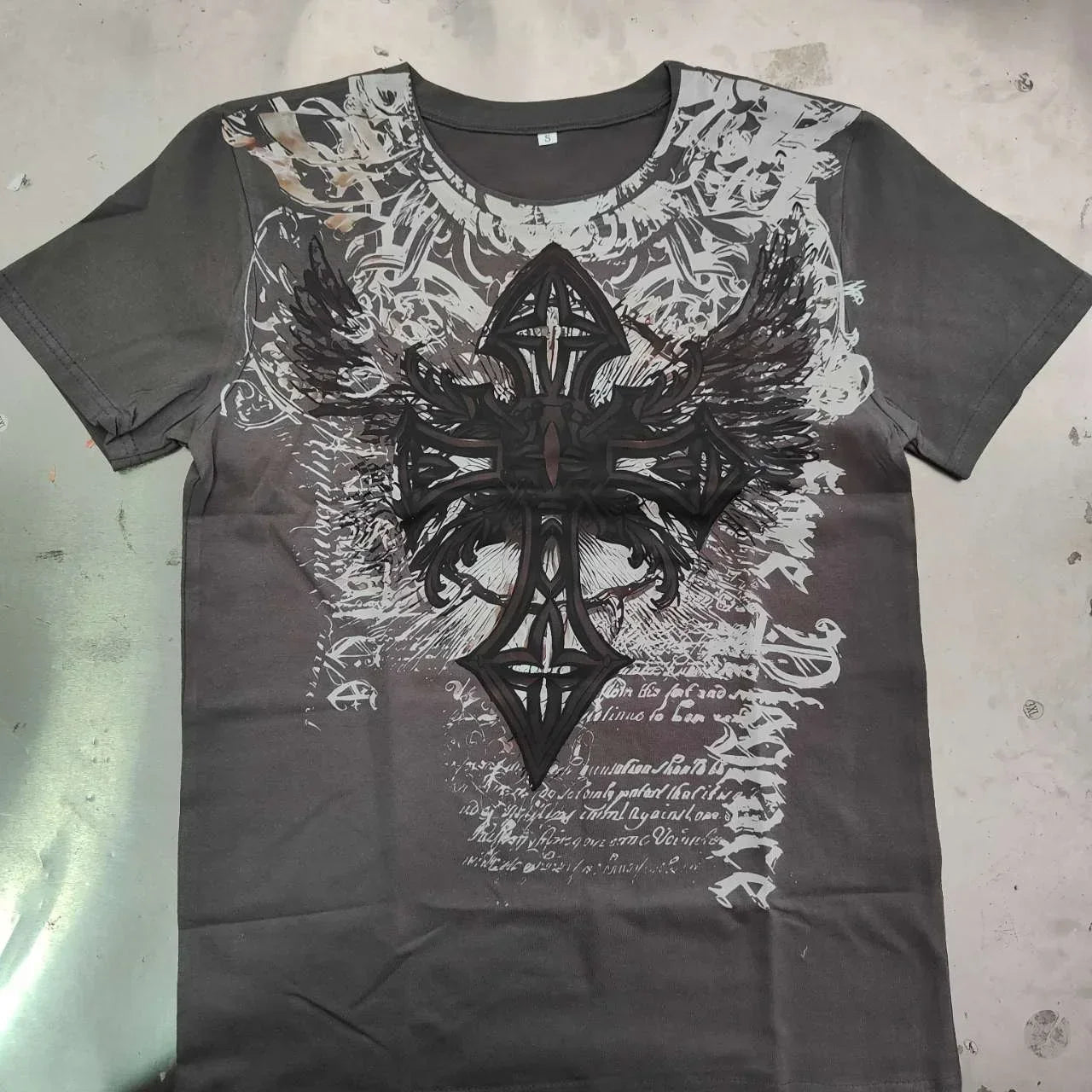 Wing Pattern Gothic Cotton T-shirt Main image