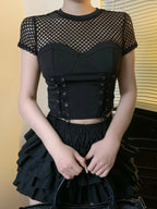 Gothic Cyber Punk Mesh Bandage Crop Top