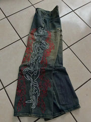 Vintage Pattern Baggy Pants