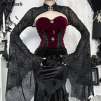 Goth Batwing Crop Mesh Top