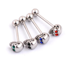 Skull Zircon Stainless Steel Barbell Tongue Ring