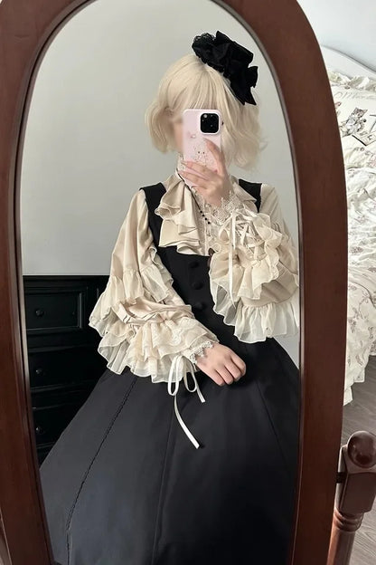 Gothic Ruffle Batwing Sleeve Blouse