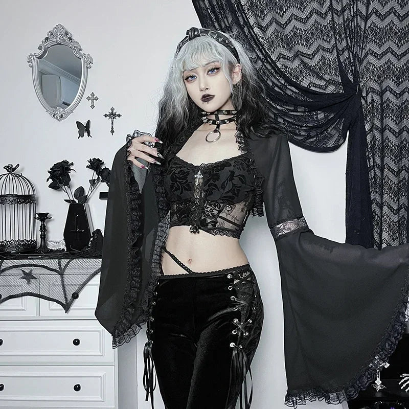 Elegant Lace Trimmed Mesh Top Secondary image
