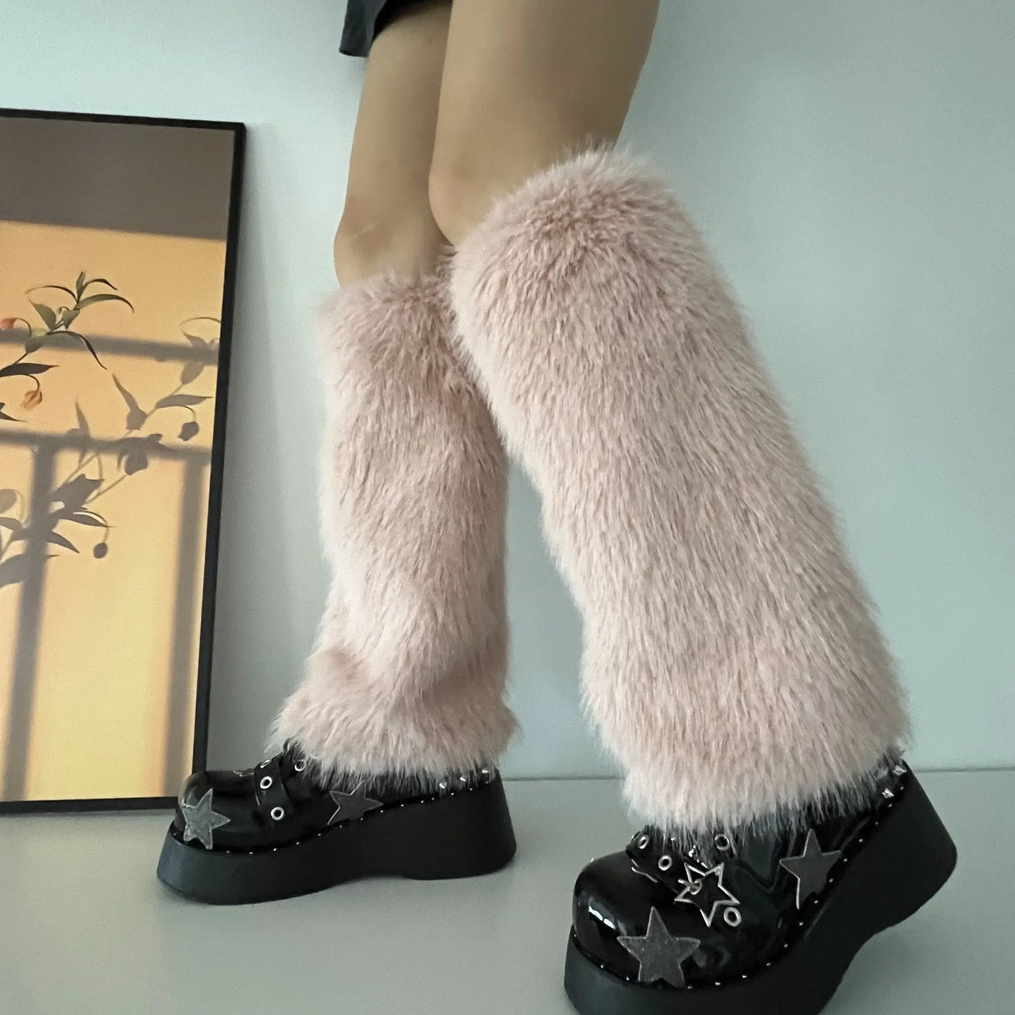 Gothic Rabbit Fur Plush Leg Sock