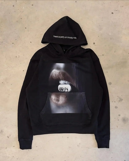 Gothic Casual Print Oversized Hoodie