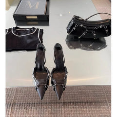 Shallow Comfort Gothic Lace-Up Black High Heel