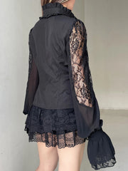 Dark Patchwork Lace Blouse