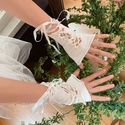 Gothic Lace Strap Silk Glove