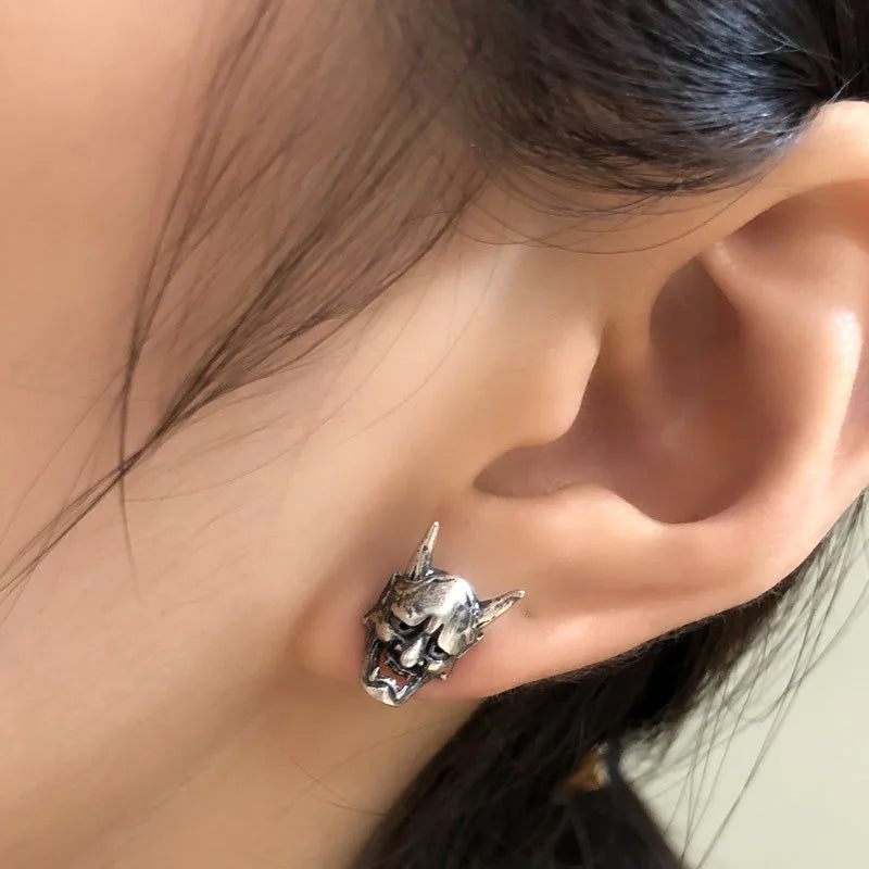 Gothic Skull Stainless Steel C Shape Earring