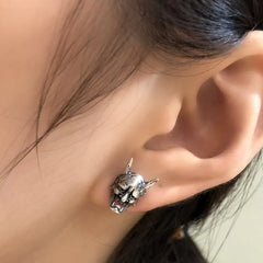 Gothic Skull Stainless Steel C Shape Earring