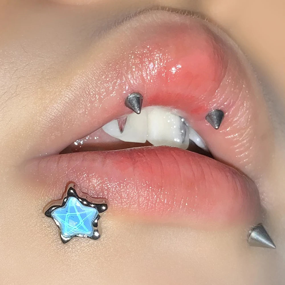Pentagram Purple Star Stainless Steel Lip Stud Main image