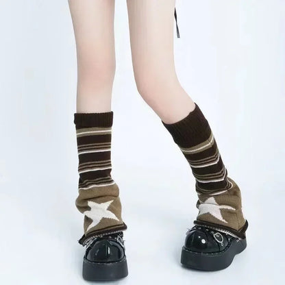 Gothic Brown Star Knitted Sock