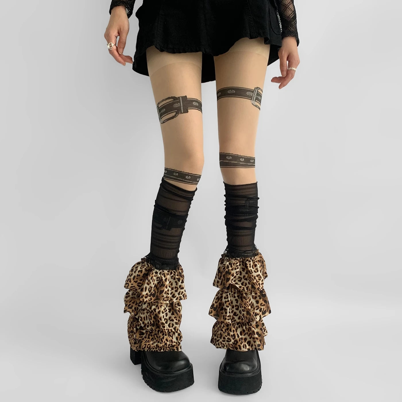 Gothic Leopard Lace Summer Sock