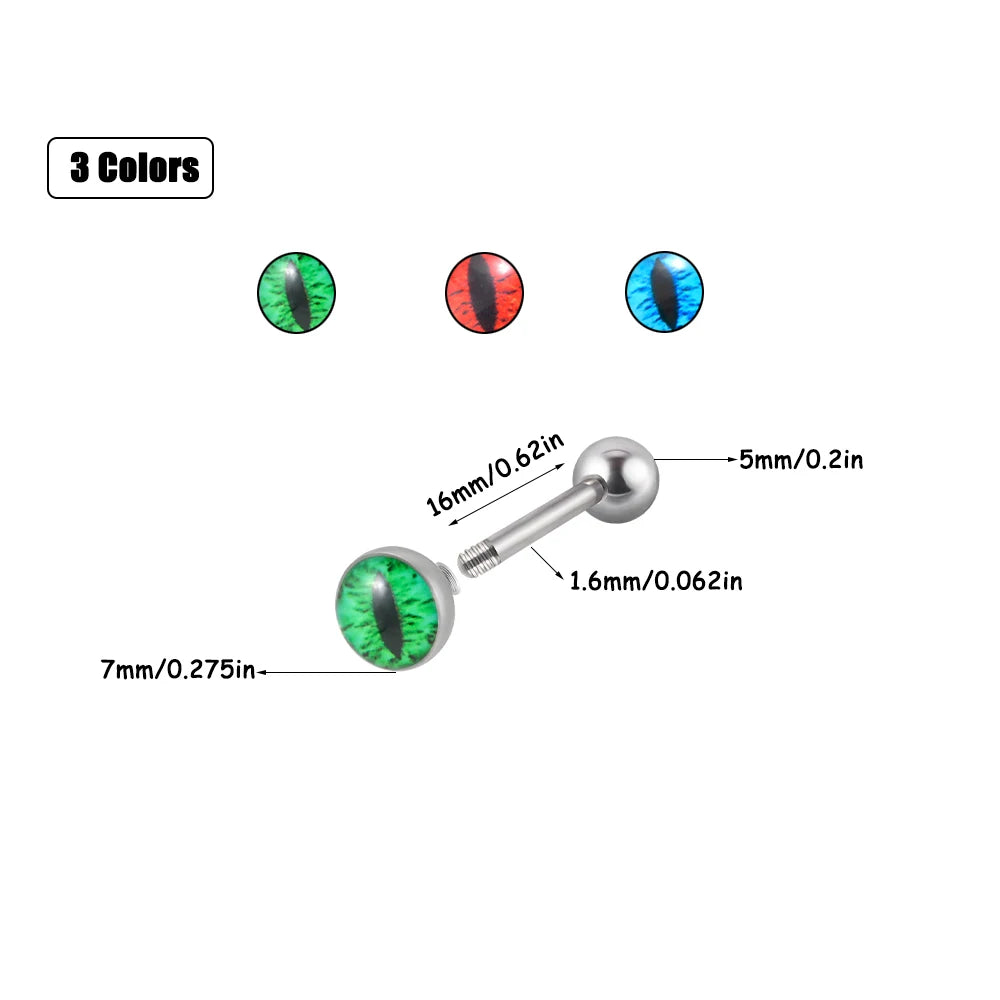Stainless Steel Devil Eyes Tongue Ring Set