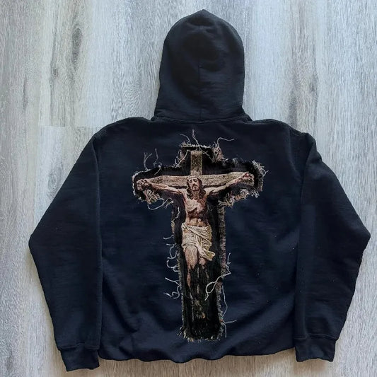 Gothic Hip Hop Graphic Print Hoodie