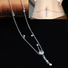 Rhinestone Chain Gothic Dangle Belly Ring