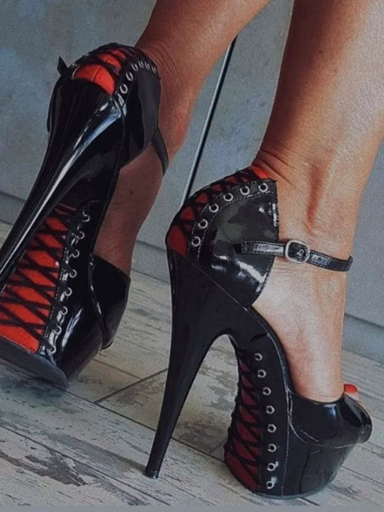 Gothic Stripper 15cm Platform High Heel Main image