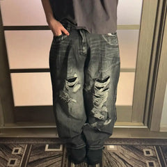 Retro Gothic High-Waist Ripped Pant