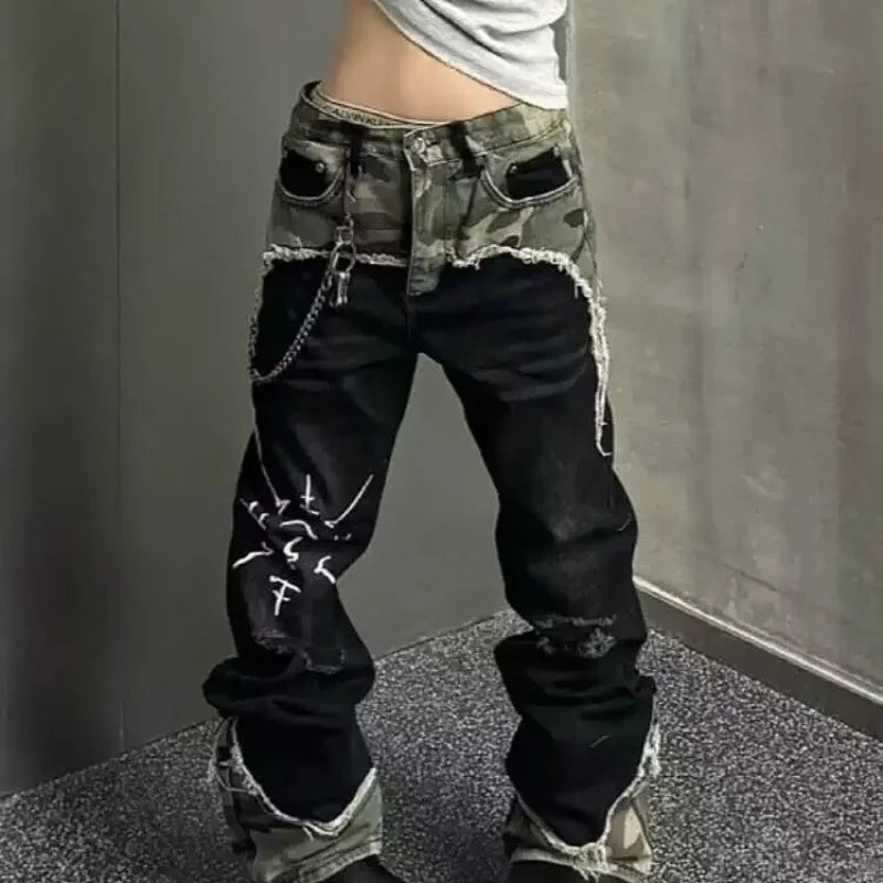 Vintage Camo Stitch Detail Pants