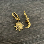 Sun Moon Celestial Gothic Hoop Earring