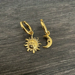 Sun Moon Celestial Gothic Hoop Earring
