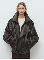 Soft PU Leather Belted Jacket