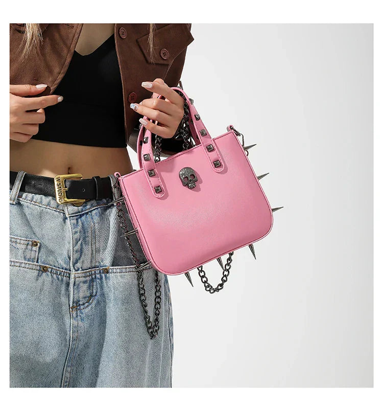 Sharp Rivets Gothic Goth Dark Metal Punk Cute Harajuku Bag Hot Pink Halloween