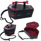 Skeleton Coffin Gothic Bat Black Pu Leather Crossbody Bag Halloween