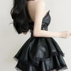 Hollow Tie Lace Mini Dress