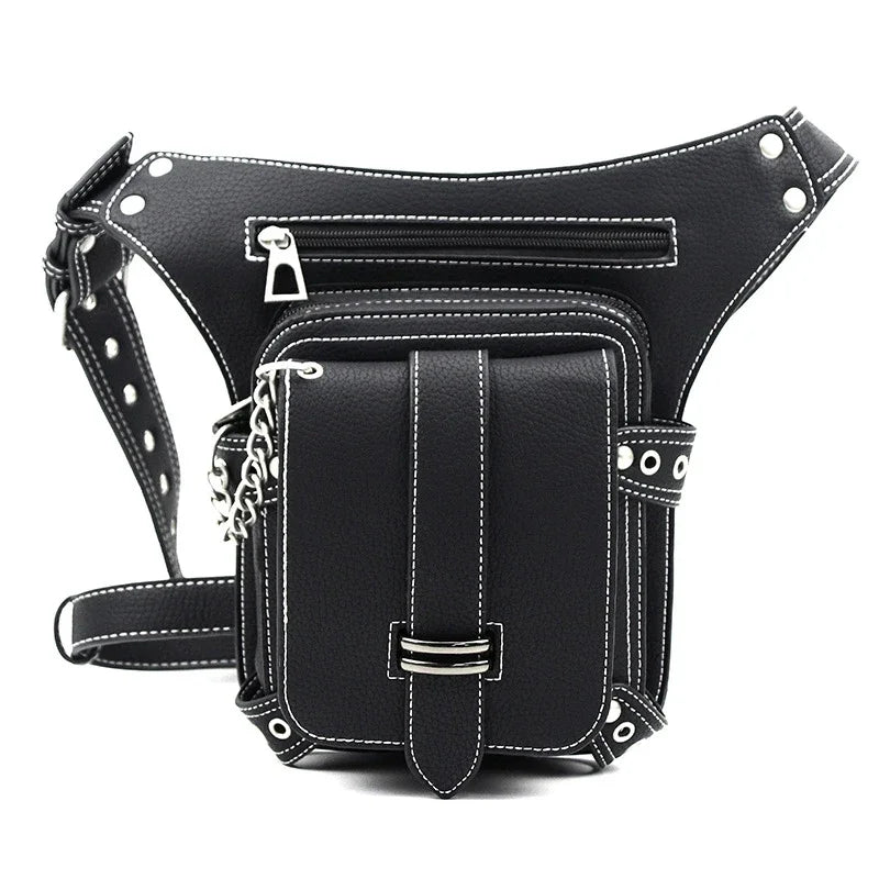Steampunk Rock Waist Leg Hip Belt Motorcycle Fanny Packs Multi Chain Rivet Bag Ldhg051 Halloween