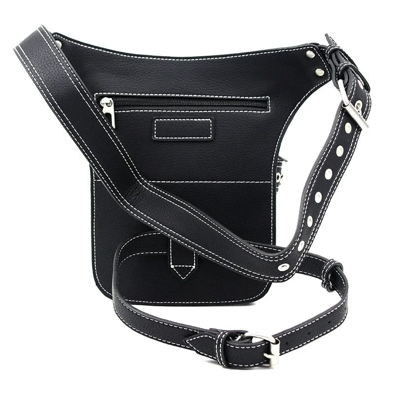 Steampunk Rock Waist Leg Hip Belt Motorcycle Fanny Packs Multi Chain Rivet Bag Halloween