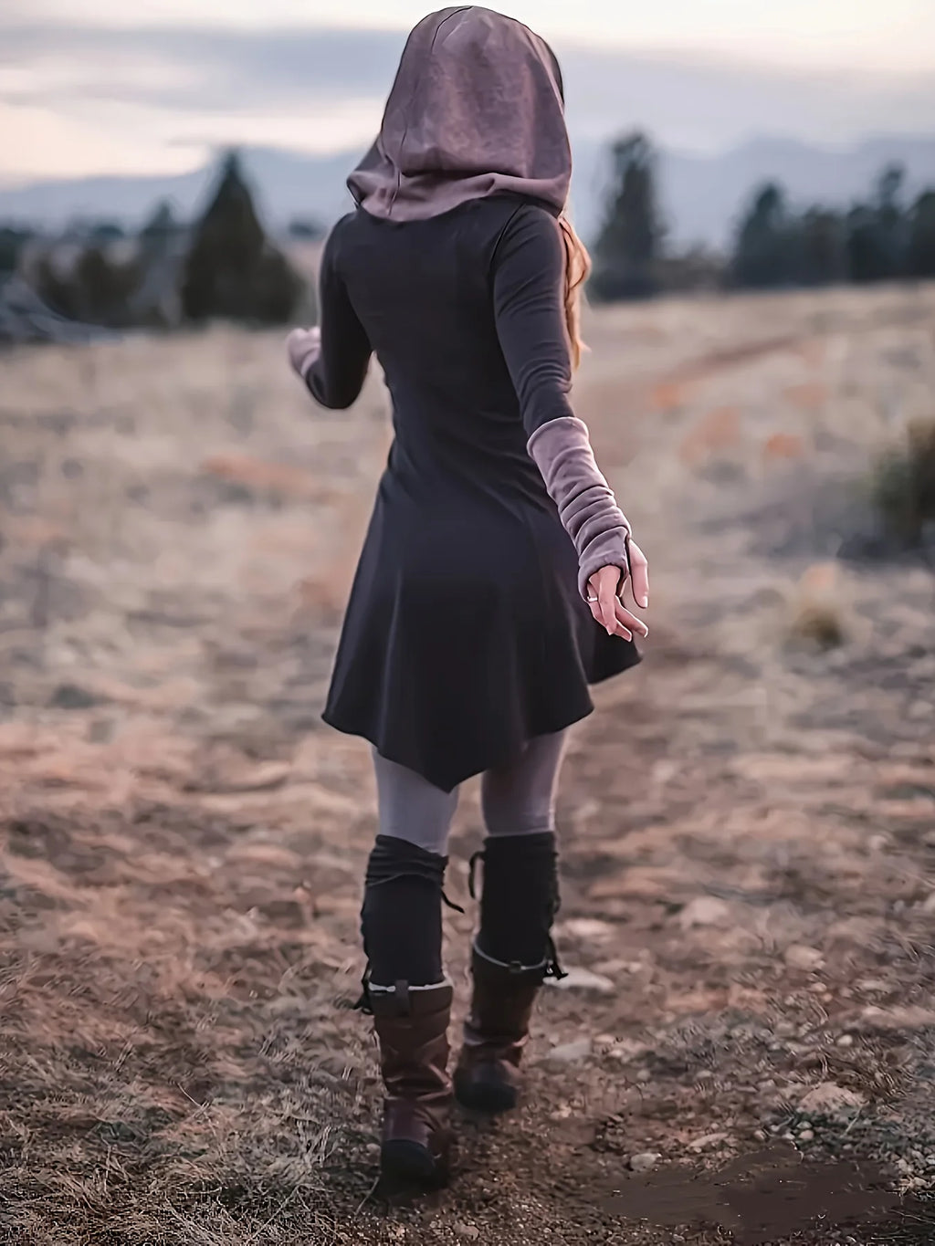 Sun Moon Hooded Mini Dress