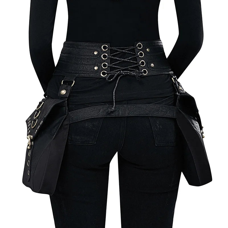 Punk Rivet Skull Retro Rock Gothic Hip Hop Leg Thigh Waist Bag Halloween