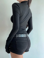 Cross Turtleneck Knit Top