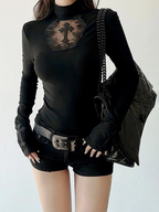Cross Turtleneck Knit Top