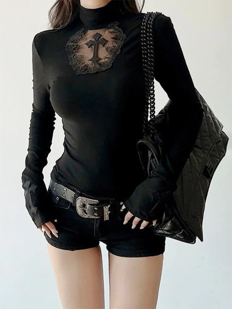 Cross Turtleneck Knit Top