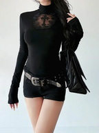 Cross Turtleneck Knit Top