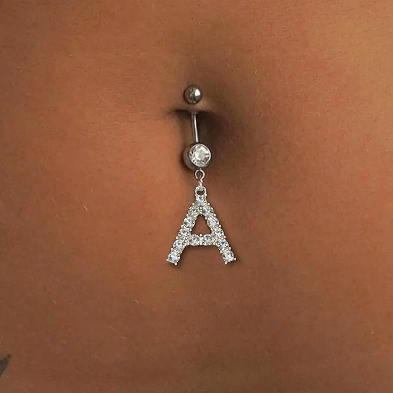 A-Z Initial Letter Gothic Belly Ring Main image