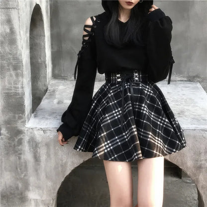 Gothic Lolita Lace-up Wool Skirt