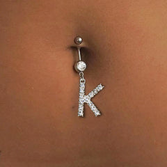 A-Z Initial Letter Gothic Belly Ring
