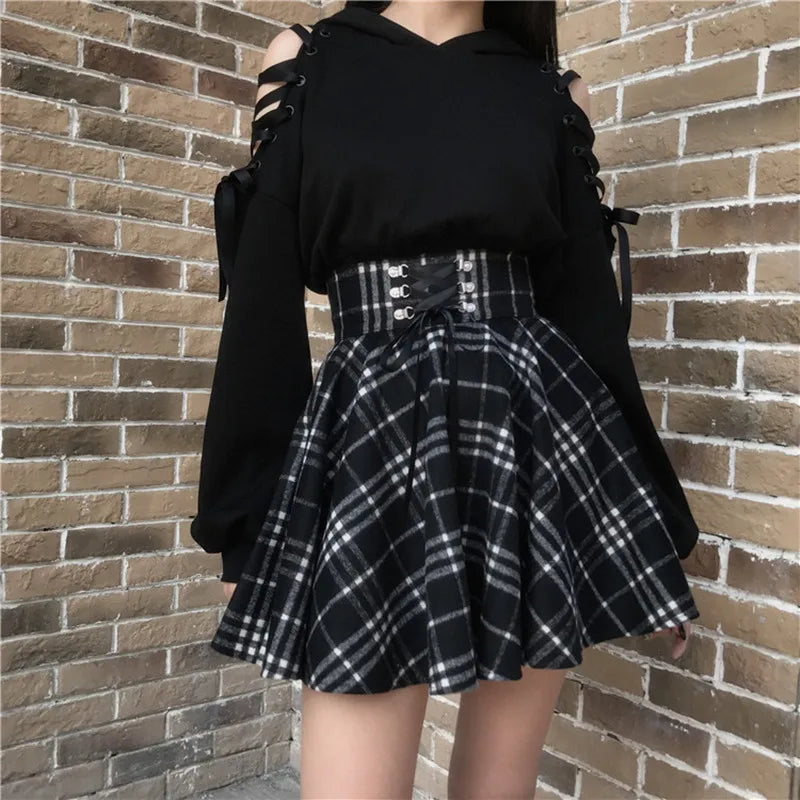 Gothic Lolita Lace-up Wool Skirt