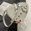 Vintage Y2K Small Chain Rivet Heart Shaped Red Pu Leather Bag Beige Halloween