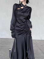 Elegant Bandage Long Sleeve Midi Dress
