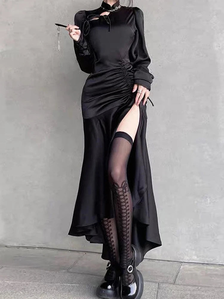 Elegant Bandage Long Sleeve Midi Dress