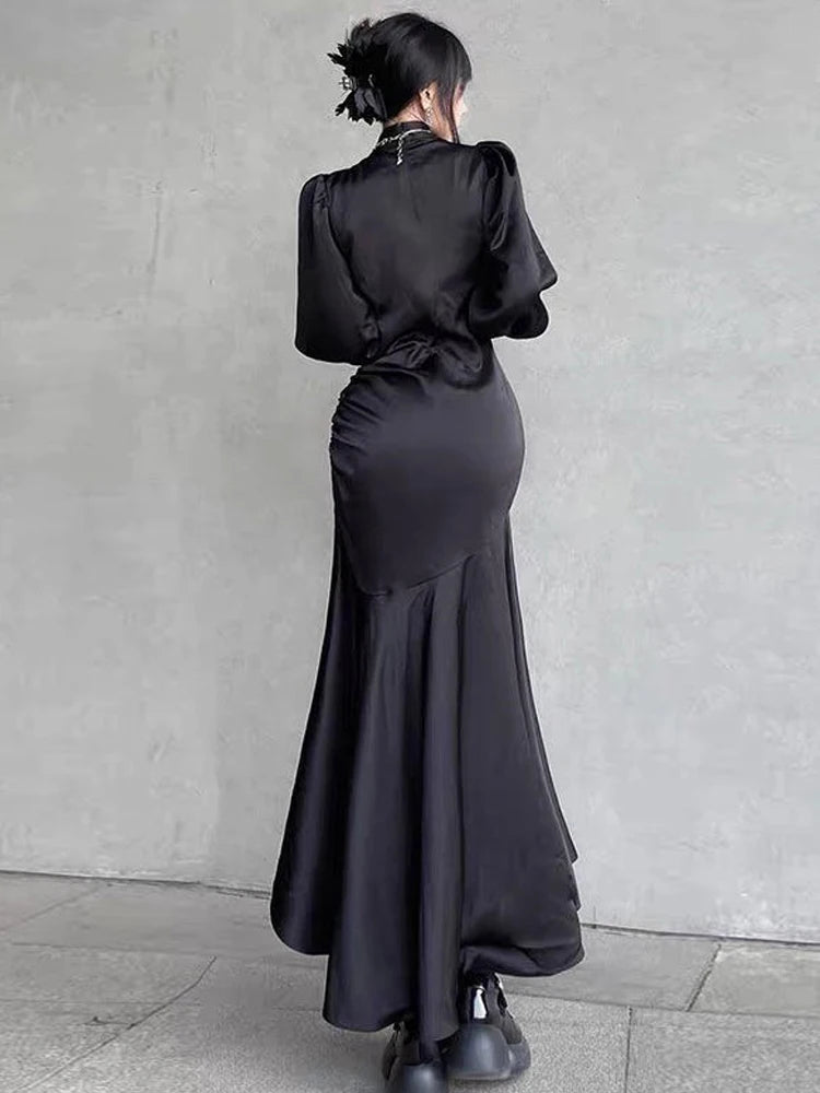 Elegant Bandage Long Sleeve Midi Dress